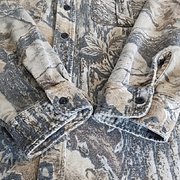 Camo Brushed Denim Canvas Hunting Button Up Shirt Jacket Rattlers - Picture 6 of 13
